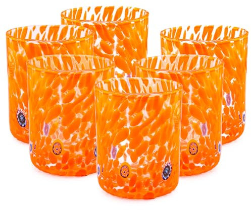 MurArt Bicchieri di Murano Set da 6 bicchieri da 300ml Collezione Tower in vetro soffiato a mano in lavorazione artigianale Made in Italy