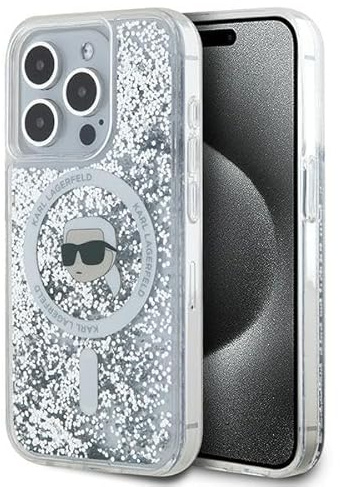 CG MOBILE Karl Lagerfeld KLHMP15LLGKISGH Hülle für iPhone 15 Pro 6.1 hardcase transparent Liquid Glitter Karl Head