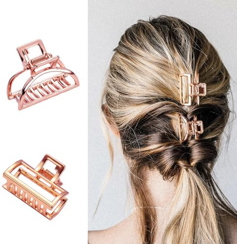 katmerio Haarklammern, 2 Stück Klaue Clips Haarklammern, Metall Rosegold Rutschfeste Große Haarklauenclip, Haarklammern für Frauen Mädchen