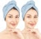 Hammetex 100% Baumwolle Haartücher Damen, 2 Stück Flaumig Schnell Saugfähig Schnelltrocknendes Haarturban Haarhandtücher mit Knopf, Hellblau