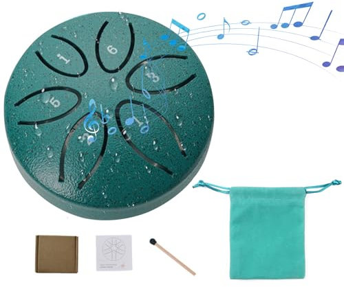 Regentrommel Outdoor Rain Drum Outdoor Tongue Drum Stahlzungentrommel 3 Zoll Früherziehung, Musikalisches Lernspielzeug Für Kinder, Pfauengrün, Mit Trommelstöcken Und Aufbewahrungstasche