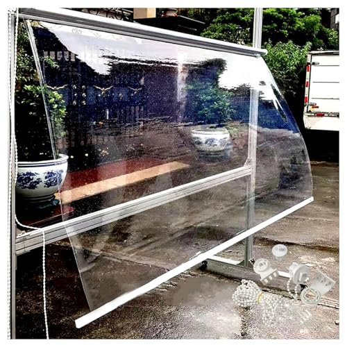 Outdoor Rainproof Roll Up Blinds for Glass Doors and Windows Clear Roller Shades with Side Pull Shutter Ideal for Reception Home Kitchen 47.24 x 98.42 inches