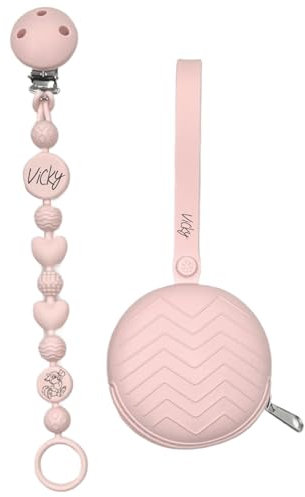 Portaciuccio, Portasucchietto IN SILICONE,Catenella portaciuccio personalizzata con nome BUBBLE BOROTALCO BABYJART,ULTRA LEGGERA,lavabile, sicura per il bambino,compatibile con ciuccio MAM e CHICCO!