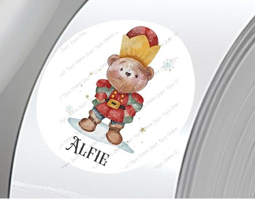 Nutcracker Clara Soldier Bear Personalised Children's Christmas Name Stickers - Gift Tags/Labels for Presents/Envelopes/Cards - 50mm Round Tags x 25