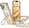 XYZ for iPhone 13 Pro Case with Stand, Phone Case with Double Ring Kickstand, Women Girls Bling Luxury Glitter Clear Phone Case Cover Heart for iPhone 13 Pro, Gold