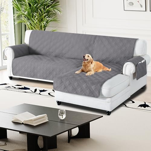 H.Versailtex 100% wasserdichte Couchbezüge für Sektionalsofa, 2-teilige Couchüberzüge, Sektional-Shaisela-Überzug, L-förmig, für Hunde, rutschfest (rechter Chaiselongue-Bezug + 3-Sitzer-Sofabezug,