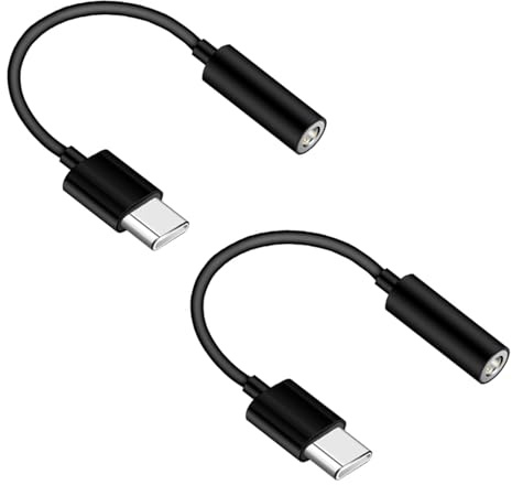 AYPOHU Type-C To 3.5mm Aux Adapter Headphone Amplifier Earphone Adapter For Phone (Black-2 PCS)
