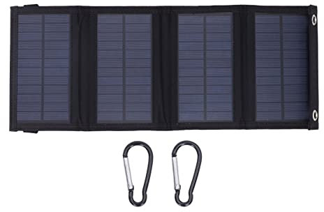 Yomiyuyr Cargador Solar portátil de 10 W, Kit de Cargador de Panel Solar Plegable portátil de 10 W 5 V – Placa de Cargador Solar Impermeable IP65 para Camping, Senderismo y (Negro)