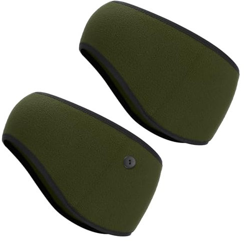 PATIKIL Ear Warmer Headband, 2 Pack Polar Fleece Ear Warmer Winter Stretchy Running Sweatband Outdoor Essential for Jogging Walking Skiing, Olive Green