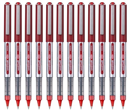 UNI-BALL LIQ INK RBL UB150E RED PK12 | Smooth, Consistent Writing, Comfortable Grip, Fade Resistant Super Ink, for School & Office Use