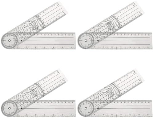jojofuny 4 Stück 360 Grad Winkelmesser Goniometer Lineal Aus Kunststoff Für Allgemeine Längenmessung Und Beobachtung Des Gelenkbereichs