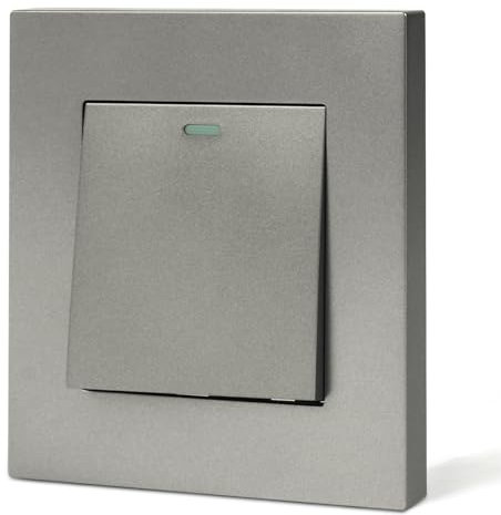 AXFEE Interrupteur d'éclairage sans Fil, Interrupteur Mural, Poussoir Applique Murale Interrupteur MéCanique, 1 Gang 1 Voie Interrupteur D'éClairage Avoir Vis, Interrupteur Encastrable, Gris