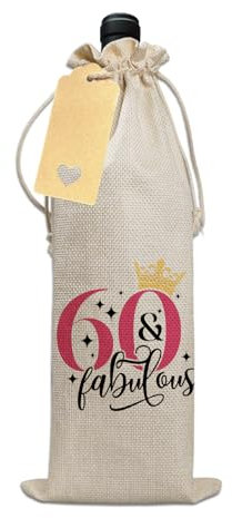 Bliceon Wine Drawstring Bag, Fun Decorative Wine Bag With Witty Quotes, 60th Birthday Gift For Women, Unique Birthday Gift for Mum, Wife, Girlfriend, Sister, Colleague