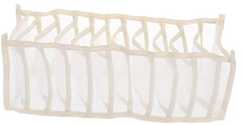 Mobestech Beige Aufbewahrungsbox aus Nylon mit 11 Fächern zur Organisierten Aufbewahrung von Socken und Unterwäsche für Schubladen und Kleiderschränke