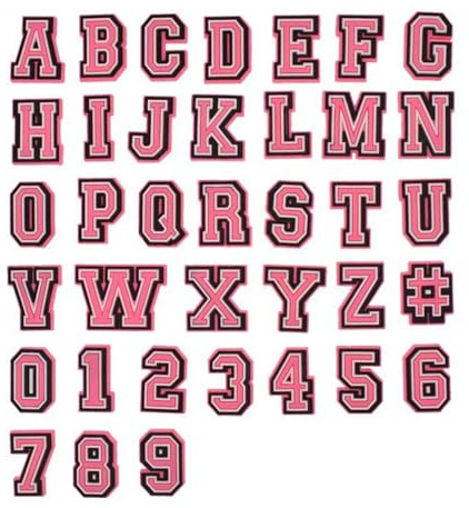 Lot de 37 épingles Crocs roses - Lettres de A à Z - Décoration personnalisée - Pour garçons et filles - Décoration - Lettres de A à Z - Chiffres de 0 à 9