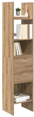 vidaXL Book Cabinet Artisan oak 40 x 35 x 180 cm Engineered wood, Stylish Living Room Organizer, Compact Bookshelf, Modern Book Cabinet, Durable Storage Shelving, Functional Home Display