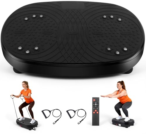 Vibration Plate, Plateforme de Fitness Vibrante pour Le Drainage Lymphatique, 120 Niveaux d’Intensité Plaque Vibrante Maison Antidérapante avec Haut Parleur Bluetooth & Télécommande