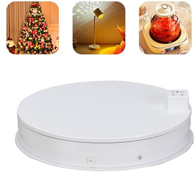 LLZJDDPLY Plateau Tournant Électrique À 360°, Présentoir pour La Présentation de Produits et Les Diffusions Vidéo en Direct, Silencieux, avec Télécommande et Prise.(White,30cm/12in)