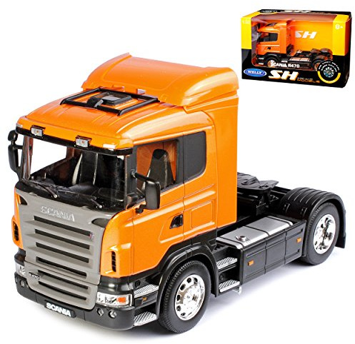 Generisch Scani. R-Serie R470 2 Achsen Orange Ab 2005 Zugfahrzeug LKW Truck 1/32 Welly Modell Auto