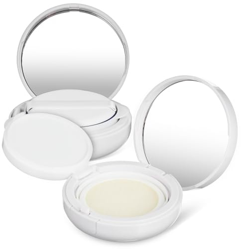 FONDOTIN Leere Cushion Foundation Kompaktpuder Behälter 2 Stück Kunststoff Kissen Fundamentdose mit Spiegel Wiederverwendbar für Reisen und Losen Puder