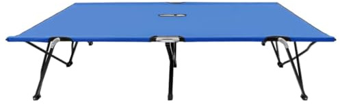 GKMBCVDFR Doppelliege Klappbar Blau Stahl Campingbett | Wasserdichtes 600D-Polyester, Tragkraft 240 kg, für 2 Personen, erhöhtes Design