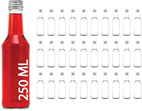 30 Glasflaschen 250 ml BO Saftflaschen mit Schraubverschluss Flaschen zum selbst Abfüllen 0,25 Liter l Likörflaschen Schnapsflaschen Essigflaschen Ölflaschen von slkfactory (30 Stück)