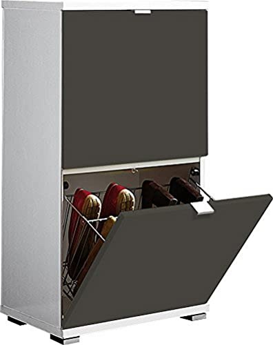 Germania 3-TLG. Schuhschrank-Set 8470-84 Colorado matt in Weiß/Basalt, 53 x 91 x 30 cm (BxHxT)