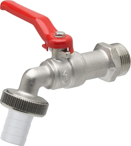 Meister Rubinetto a sfera – 20,95 mm (1/2 pollici) AG – con attacco per tubo flessibile – ottone di alta qualità – ideale come rubinetto esterno/rubinetto per serbatoi di acqua piovana /