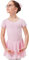 tanzmuster ® Ballettkleid Mädchen Kurzarm - Lucy - Baumwolle - Chiffon Röckchen in hellrosa, Größe:104/110