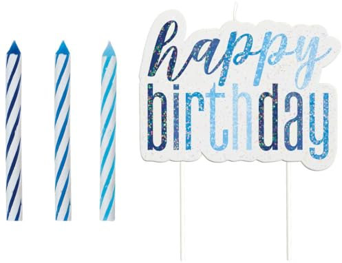 Unique Party- Bougies, 83875, Bleu/argenté