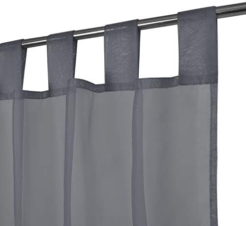 Megachest lucy Woven Voile Tab Top Curtain 2 Panels with ties (28 colors) (dark silver, 56 wideX90 drop(W142cmXH228.5cm))