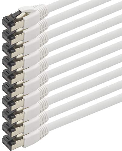 1aTTack.de 1m Cat 8 Netzwerkkabel CAT8 Kabel Weiss - 10 Stück Cat.8 Lan 2000 Mhz 40 Gbit s 40GBase-T Poe+ Patchkabel Ethernetkabel LSZH - 10 x 1 Meter Weiss
