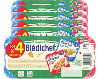 Blédina - Blédichef - Repas Bébé 18 Mois - 12 Plats Légumes Volaille Basquaise - 12 Plats Légumes Lieu - Petits Morceaux - Dès 18 Mois - 24 Assiettes (L'emballage peut varier)