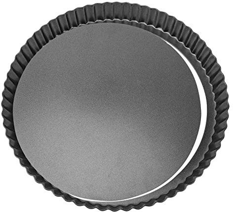 Beasea Lot de 4 mini moules à tarte ronds anti-adhésifs avec fond amovible 15 cm 11 Inch noir