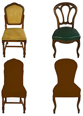Banzaii Fundas Elásticas para Sillas con Respaldo Redondo - Cubierta para Sillas de Comedor, Oficina, Cocina, Dormitorio, Hotel o Restaurante - 6 Piezas Made in Italy Marrón