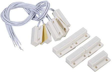 Haofy Capteurs de Porte et fenêtre, 5pcs MC-38 Capteur de fenêtre de Porte Filaire encastré Interrupteur magnétique Système d'alarme Domestique pour Porte en Bois, fenêtre