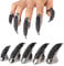 5Pcs Halloween Costume Claws Fake Nails Ring Set Gothic Punk Full Finger Rings Paved Paw Bend Fingertip Fingernail Claw for Men Women 3 Sizes