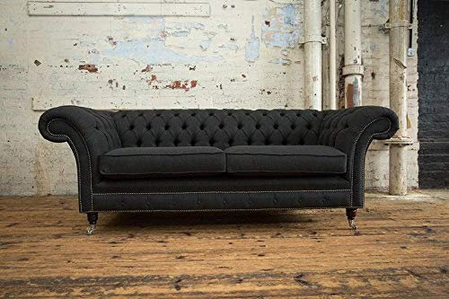 jvmoebel XXL Sofa 3 Sitzer Couch Chesterfield Polster Sitz Garnitur Leder Textil Schwarz