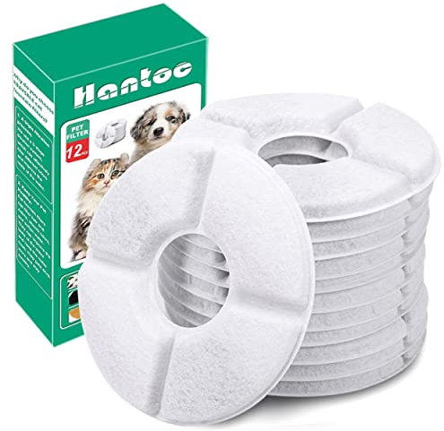 12 Packs Cat Water Fountain Filters, Hantoc Replacement Pet Water Fountain Filters 1.6L for Flower Fountains Replacement Filters with Resin and Active Carbon for Drinking Fountains