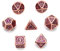 Fasizi Polyedrisches Würfel-Set aus Metall mit schwarzer Aufbewahrungstasche für Rollenspiele, Dungeons and Dragons, D&D, Mathematikunterricht, 7-teilig (Getriebe, Kupfer, Rot und Lila)