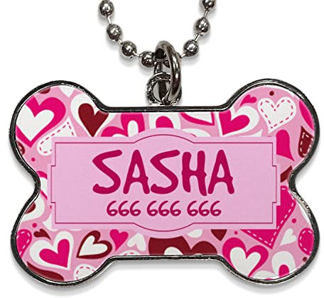LolaPix Chapa Perros Personalizadas con foto, texto o imagen. Placas para Perros. Chapa metálica con forma de hueso. Regalo personalizado. CORAZONES