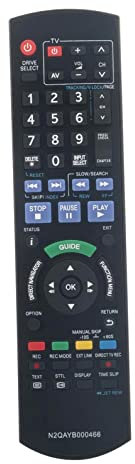 AULCMEET N2QAYB000466 sub N2QAYB000462 Replacement Remote fit for Panasonic VHS DVD SD Player N2QAYB000332 DMR-EZ49 DMR-EZ49V MR-EZ49VEBK DMR-EX98 DMR-EX99 DMR-EZ45 DMR-EZ47 DMR-EZ48 DMR-EH65 DMR-EX95