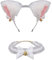 Katzenohren Haarreif, Cat Ears Stirnband Glöckchen Halskette， Katze Cosplay Set， Haarschmuck, Kopfschmuck, Karneval，Katzenohren Haarschmuck für Frauen Mädchen Cosplay Kostümfest Schwarz(Weiß) (weiß)