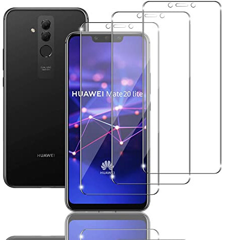 Ydiciv 3 Piezas Protector de pantalla para Huawei Mate 20 Lite Cristal Templado, Vidrio Templado HD Transparente, Dureza 9H, Antihuellas, Sin Burbujas