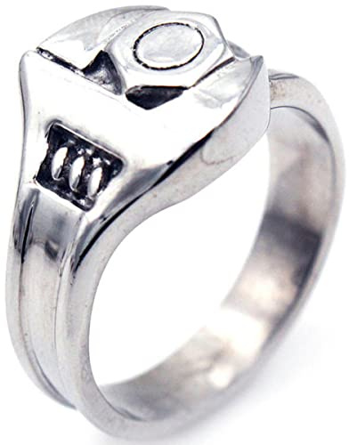 YAHOYA Punk 316L Stainless Steel Silver Color Biker Mechanic Wrench Screw Style Tools Ring Jewelry For Men Punk Rings Jewelry