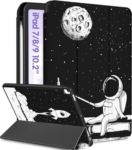 Uppuppy Schutzhülle für er 9., 8. und 7. Generation mit 10,2 Zoll Y2K A2602 A2270, niedliche Folien-Smart-Hülle mit Stifthalter, cooles Astronauten-Design, für Mädchen, Jungen, Männer und Teenager