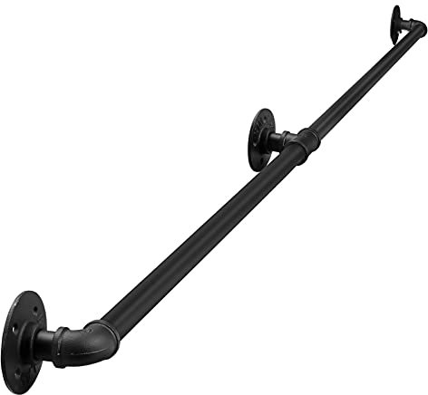 Handläufe für Innentreppengeländer, industrielle Wasserrohr-Treppenhandlauf-Wandhalterung zum Treppensteigen, Rutschfester Treppenhandlauf, Schwarz/Farbe/3 Fuß