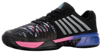 K-Swiss Performance Express Light 3 Padel, Scarpe da Tennis Uomo, Black/True Blue/Neon Pink, 47 EU
