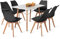 H.J WeDoo Esstisch-Set mit 6 Stühlen, rechteckig, 110 cm, geeignet für Esszimmer, Küche, Wohnzimmer | Weiß Tisch + schwarze Stühle