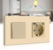 BSEED Interruptor de luz con Enchufe USB/tipo C de carga rápida de 20W,Interruptor de botón de 1 Gang 2 Vías con enchufe Schuko empotrado,Interruptor de cambio con enchufe con marco de PC,Oro